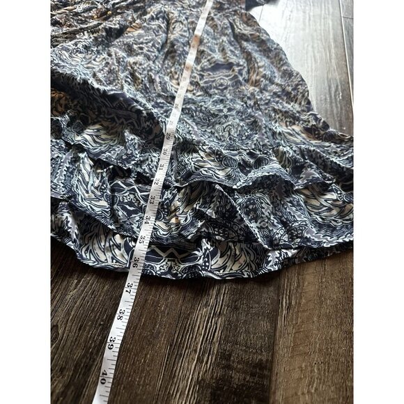 Sundance Skye Mini Dress in Indigo Ruffle Sleeve V Neck Large Petite - Picture 6 of 8